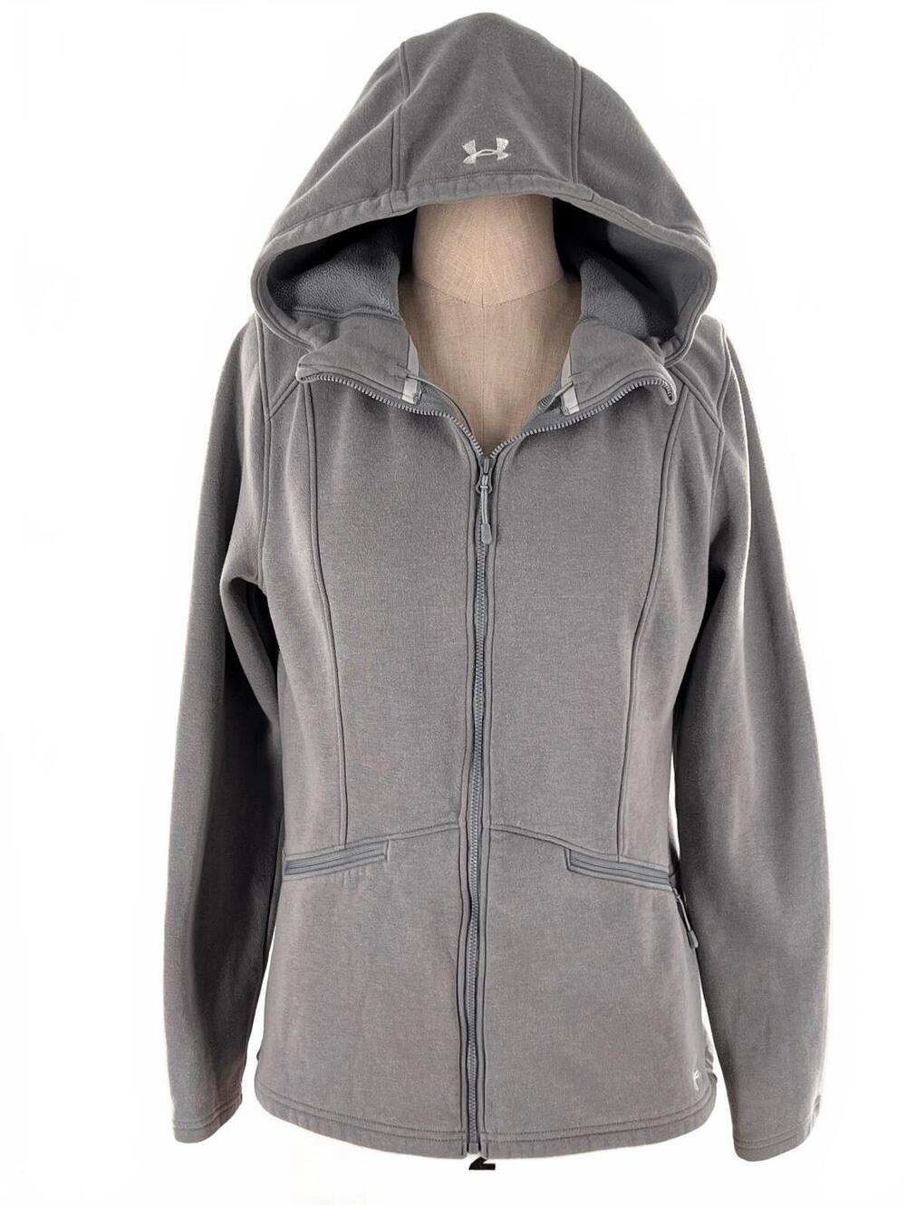 Under Armour Grey ColdGear Full Zip Fleece Hoodie Jacket Womens Medium Sporty